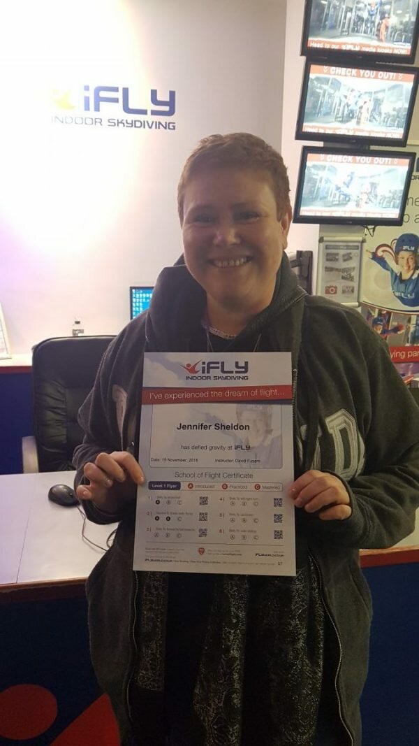 my certificate for indoor skydiving