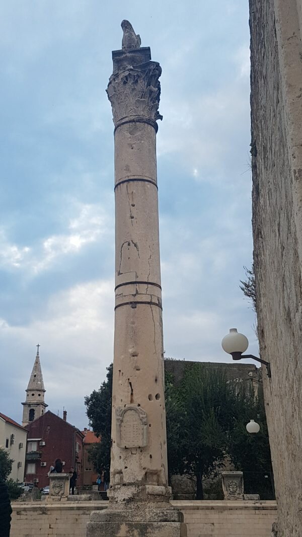 column at the ruins of the forum in zadar