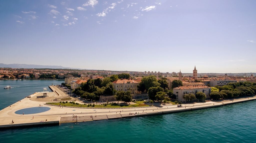 arial view of zadar coast