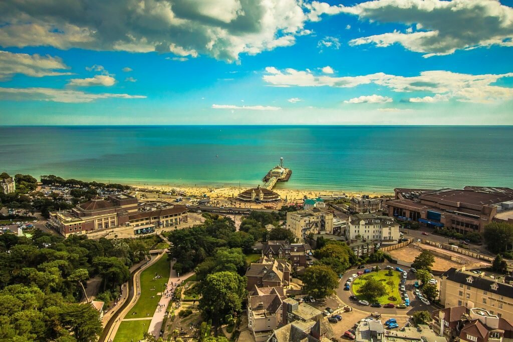 Arial view of the beach a great thing to do in Bournemouth