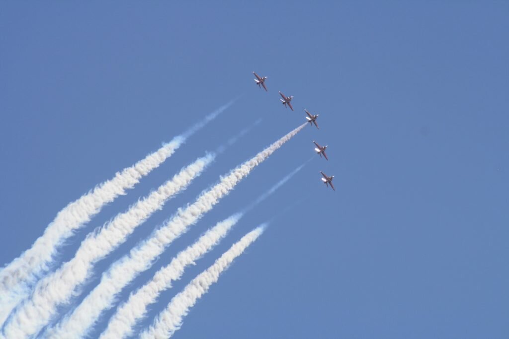 red arrows flying at the Annual free air show in Bournemouth